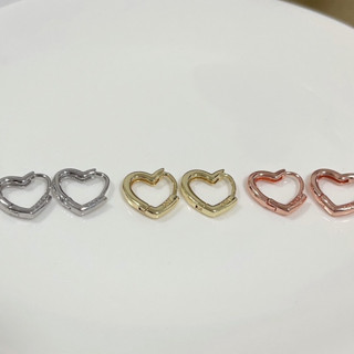 038-littlegirl gifts-ต่างหูห่วงเงินแท้s925 Heart shapes earrings