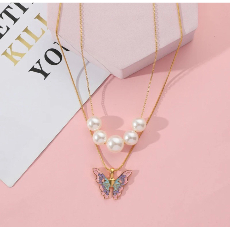 ส่งไว+กล่อง🎁 | สร้อยคอบาร์บี้เอริน่า  | พร้อมส่ง 🌸 ตรงปก 🦋 ส่งไว ส่งวันต่อวัน สร้อยคอบาร์บี้ สร้อยไข่มุก+ผีเสื้อ