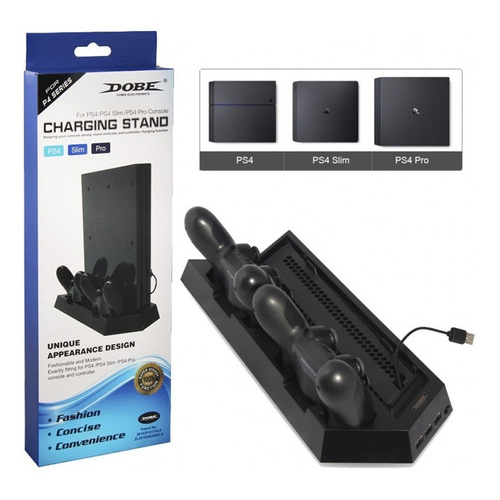 แท่นวาง Ps4 Pro, Ps4 Slim, Ps4 ปรับแรงลม 2 ระดับ Dobe แท้ พัดลม2ตัว ชาร์จ2จอย และ Usb port​ TP4-023B