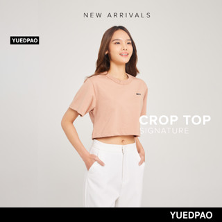 Yuedpao No.1 เสื้อยืดSignature Crop Summer ผ้าหนาทรงสวย ยับยากรีดง่าย รับประกันไม่ย้วย 2 ปี เสื้อครอป สี  Sandstone