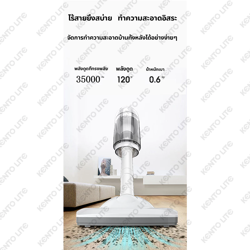 เครื่องดูดฝุ่น เครื่องดูดฝุ่นไร้สาย 35kpa แรงดูดทรงพลัง Handheld Vacuum Cleaner เครื่องดูดฝุ่นแบบมีสาย เครื่องดูดฝุ่นในบ thumbnail 7