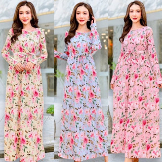 Maxi dress pleat ชุดเดรสอัดพลีททั้งตัว  เนื้อผ้า silk 100Dแท้ เนื้อดี ใส่สบาย