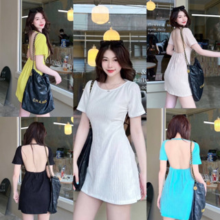 crop..shop ป้ายSHEENY🌈Summer mini dress🌈 เดรสเปิดหลัง ใส่ รับ หน้าร้อนทะเล สายลม แสงแดด คาเฟ่ใดๆน้อนใส่สบาย งานดูดีสุดๆ