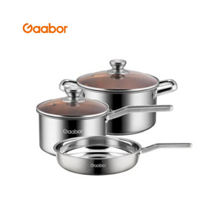 Gaabor ชุดหม้อสแตนเลส รุ่น GS-S 828A กระทะ/หม้อด้าม/หม้อหู รับประกัน 1 ปี