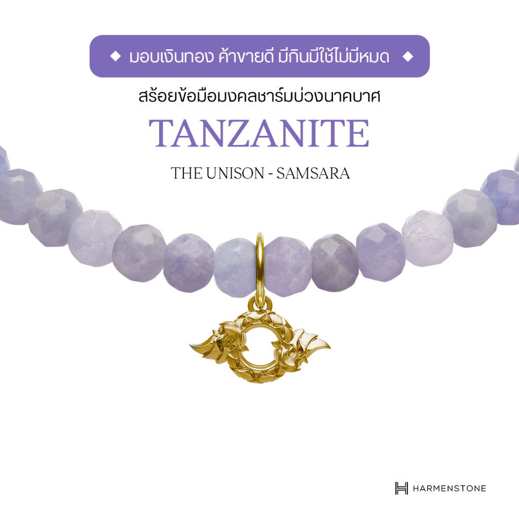 Harmenstone สร้อยข้อมือมงคลชาร์มบ่วงนาคบาศ อัญมณี Tanzanite -The Unison - Samsara