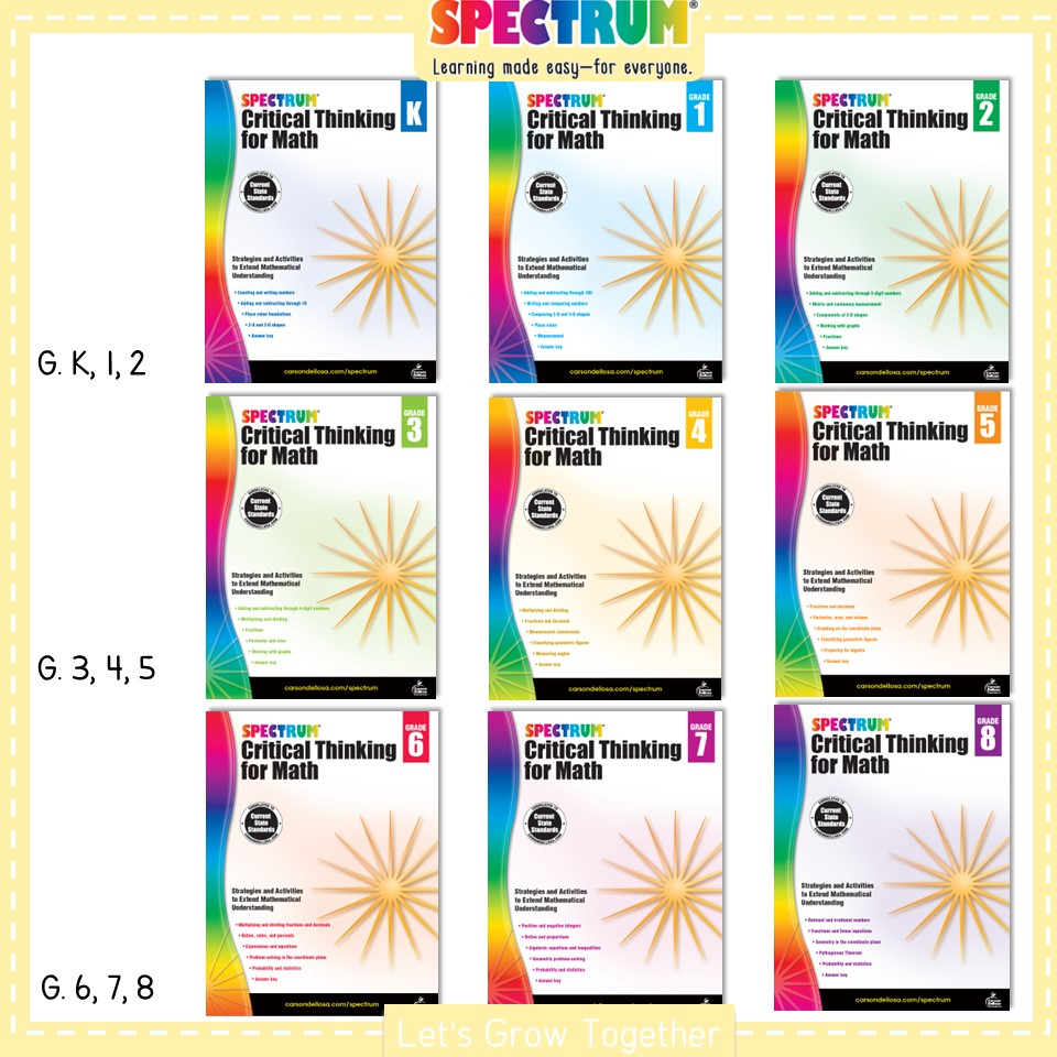 Spectrum Critical Thinking for Math Worksheet with Answer Keys แบบฝึกหัดทักษะการคิดอย่างมีวิจารณญาณทางคณิตศาสตร์