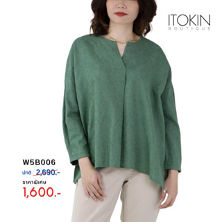 ITOKIN เสื้อเบลาส์คอตตอนลินิน ผ้าทอแจ็กการ์ด W5B006