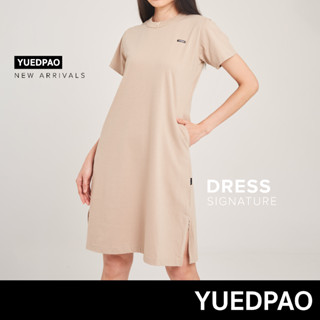 Yuedpao No.1 เสื้อยืดSignature Dress Summer ผ้าหนาทรงสวย ยับยากรีดง่าย รับประกันไม่ย้วย 2 ปี ชุดเดรส สี  Tan
