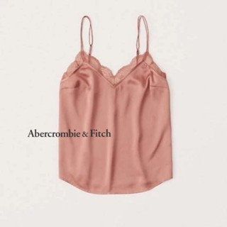 Abercrombie &amp; Fitch Double Strap Lace Trim Cami in pink สายเดี่ยวสีชมพูโอรส