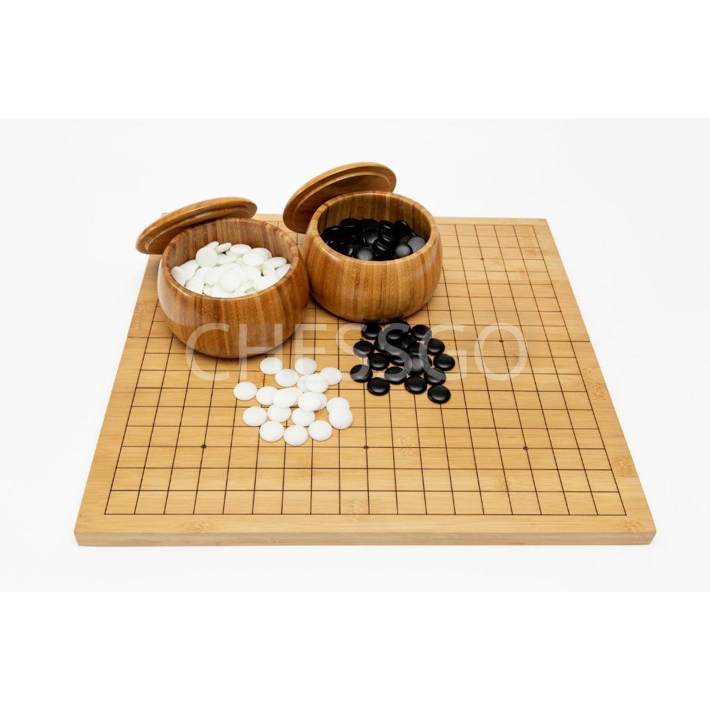 [Super_Chess] ชุดหมากล้อมไม้พับมาตรฐาน19เส้น(กระดาน/เม็ดหิน/โถไม้ไผ่)