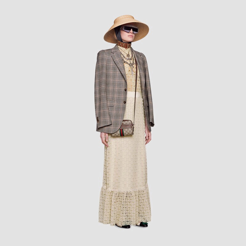 กระเป๋าสะพายคลาสสิกของผู้หญิง gucci ใหม่จัดส่งจากฝรั่งเศส/กระเป๋ามินิแคนวาส Ophidia GG Supreme