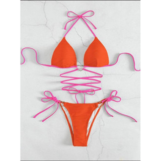 พร้อมส่ง บิกินี่Bikini Shein สีแสดส้ม