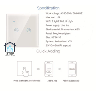Universal Tuya WiFi Smart Switch EU ทูย่าสวิตช์อัจฉริยะสัมผัส WiFi ขนาด 3x3 ได้ทั้งมีและไม่มีสาย N