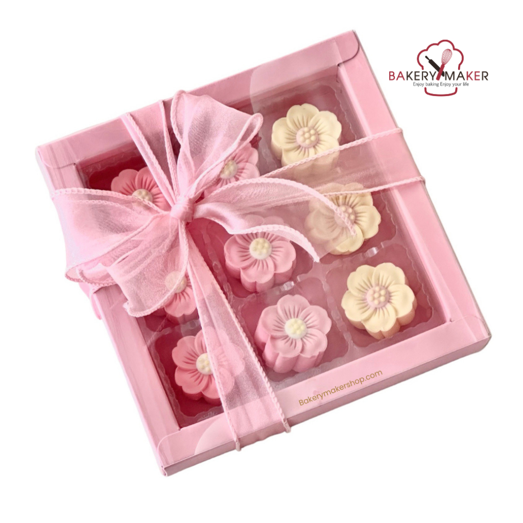 กล่องมาการอง 9 หลุม ฝาเลื่อนใส 5 ใบ มี 3 สี / กล่องของชำร่วยแบ่งช่อง Macaron box ช็อคโกแล็ต คุกกี้ ราคา ถูกที่สุด ดีลบีเคเค แกลเลอรีภาพที่ 3