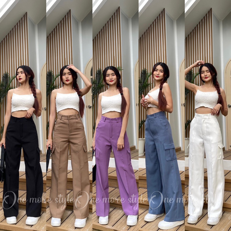 ♥ꫛꫀꪝ c o ll e c t i o n♥🛢️กางเกงคาร์โก้ขากระบอกกลางเข้าครบ6สีพร้อมส่ง🛒