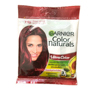 ใหม่ !!!!  7.65  สีแดงราสเบอร์รี่ Garnier Color Naturals การ์นิเย่ ครีมเปลี่ยนสีผม คัลเลอร์ แนทเชอรัลส์  30 มล.