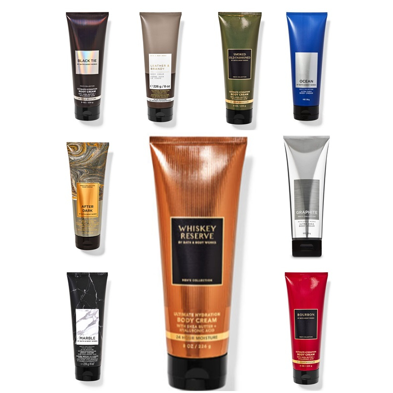 Set3 Bath and Body Works Ultra Shea Body Cream 226g (Men's Collection) ครีมทาผิวผสมน้ำหอมสุดฮิตจาก USA Bath & Body