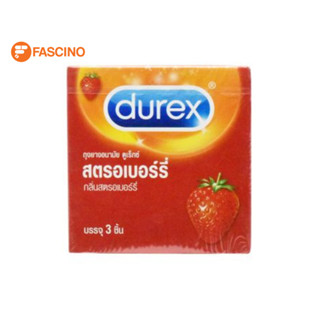 Durex ถุงยางอนามัย Strawberry ขนาด 52.5 มม (กล่อง 3 ชิ้น)