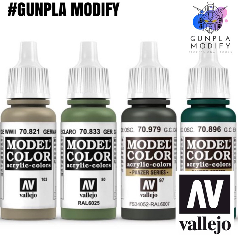 Vallejo Model Color สีอะคริลิคสูตรน้ำ G.C. Beige WWII, G.C. Bright Green, G.C. Dark Green, G.C. Extr