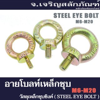 อายโบลท์เหล็กชุบ ขนาด M6 - M20 รับน้ำหนักได้ 90 - 1200 Kg. หูช้าง อายสกรู สกรูห่วง Eye Bolt