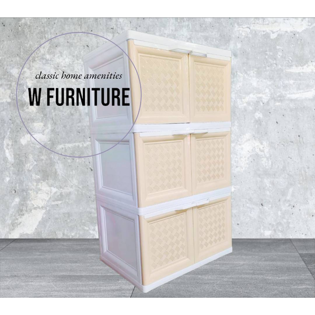 🗄ตู้พลาสติกน็อคดาวน์อเนกประสงค์ 3ชั้น/4ชั้น 👍มือจับบน/ฝาสวิง ✅รุ่น Color Vid 🎍ลายหวาย ❗️❗️สินค้าพร้อมส่ง❗️❗️