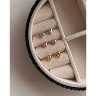 A.piece ต่างหู [Silver 925 pin+Brass] Snow heart stud earrings (379)