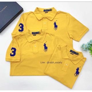 Ralph Lauren Big Pony Cotton Mesh Polo Shirt (boy size) เหลือง