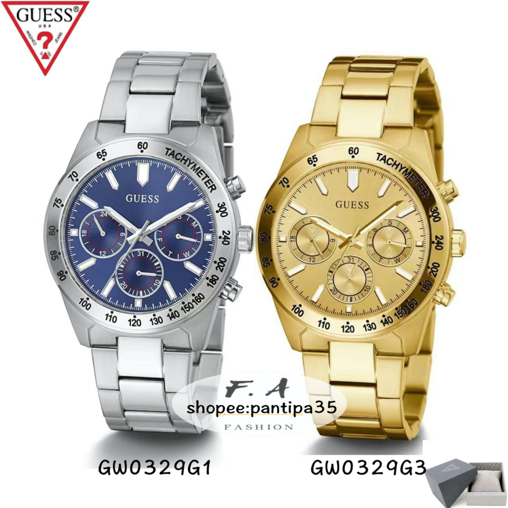 F.A ของแท้100% GUESS นาฬิกาผู้ชายมัลติสปอร์ต นาฬิกาข้อมือผู้ชายแฟชั่น GW0329G1 GW0329G3 หน้าปัดโทนออ