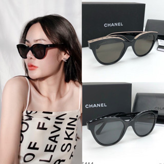 Chanel Sunglass Butterfly 5414 สีเบจ รุ่นเดียวกับใบเฟริน อุปกรณ์ครบ พร้อมส่ง