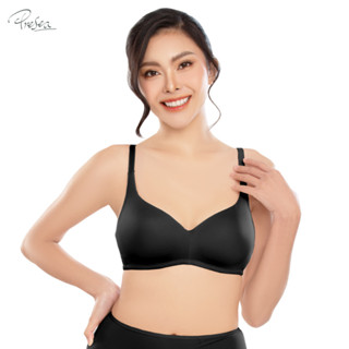 Presea บราไร้โครงเต้าเรียบ แต่งลูกไม้ด้านหลัง Wireless Bra สีดำ MA1510