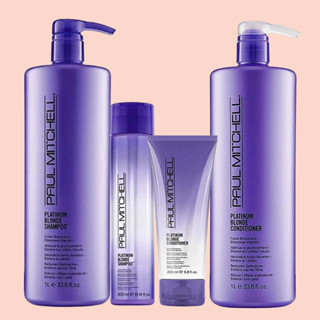 Paul Mitchell platinum blonde 200 300 1000 ml.แชมพูม่วง ครีมนวดผมม่วง ลดสีส้ม