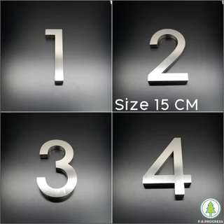 ตัวเลขสแตนเลส 15CM ทรง Modern ผอม ป้ายบ้านเลขที่สแตนเลส ไม่เป็นสนิม ติดเองได้ไม่ต้องเจาะ ทนฝน-แดด