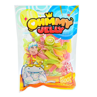 Ohmmy Jelly/420g.,500g. โอมมี่เยลลี่ กัมมี่เยลลี่ ริบบิ้น [คละรสผลไม้] นุ่มอร่อย