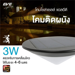 EVE โคมไฟติดผนัง โซล่าเซลล์ รุ่น WSL-07 กันน้ำกันฝุ่น IP65 แสงคูลไวท์ 4000K พร้อมอุปกรณ์