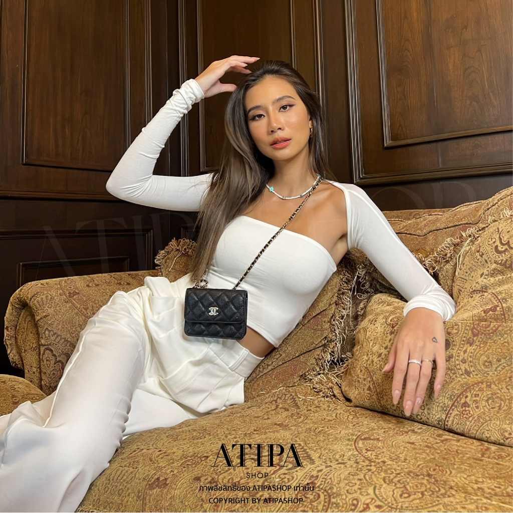 Atipashop - SOJU SET เสื้อครอป 2 ชิ้น เกาะอก + ปลอกแขน สายฝอ