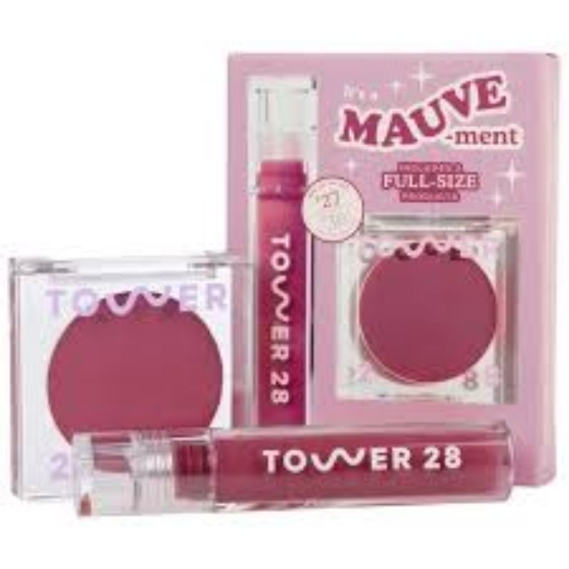 พร้อมส่ง tower 28 BeautyIt's a Mauve-ment Lip Gloss + Cream Blush Duo Set