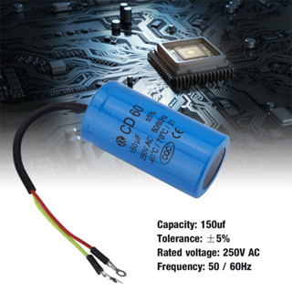 ตัวเก็บประจุ Cd60 พร้อมสายไฟ 250V Ac 150Uf 50 60Hz สําหรับมอเตอร์แอร์คอมเพรสเซอร์