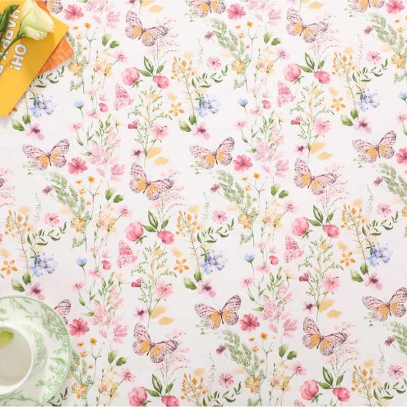 ผ้าคอตตอน 100% ทอทวิล หน้ากว้าง1.6 เมตร พิมพ์ลายผีเสื้อ ตัดขายเป็นเมตร
