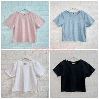 เสื้อคอกลม cotton ผ้าสลาฟ ครอป รัดรูป
