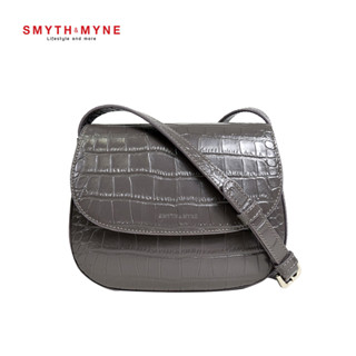 SMYTH&amp;MYNE LISA BAG กระเป๋าสะพายข้างหนังวัวแท้ อัดลายจระเข้ สีเทา