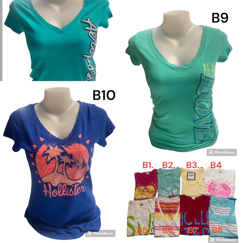 hollister Abercrombie and Fitch American Eagle เสื้อยืดแขนสั้นรวมแบรนด์ ไซส์S คอวี เสื้อยืดเเขนสั้น เกรดB มีตำหนิบางตัว