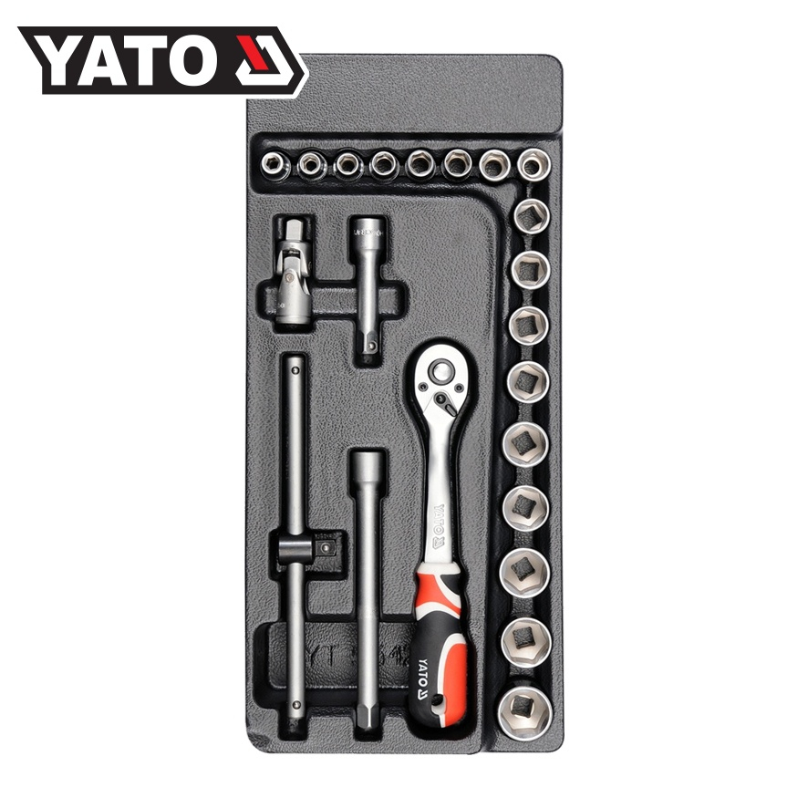 (จัดส่งฟรี) YATO YT-5542 ชุดถาดเครื่องมือ ชุดบล็อก 3/8"