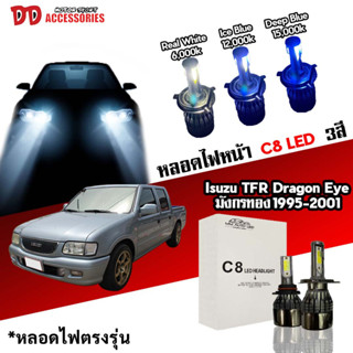 หลอดไฟหน้า C8 LED ไฟ 3 สี ขั้วตรงรุ่น   Isuzu TFR Dragon eye ดราก้อน มังกรทอง H4 ใช้กับไฟหน้ารุ่นโปรเจคเตอร์ไม่ได้ มีพัดลมในตัว ราคาต่อ 1 คู่