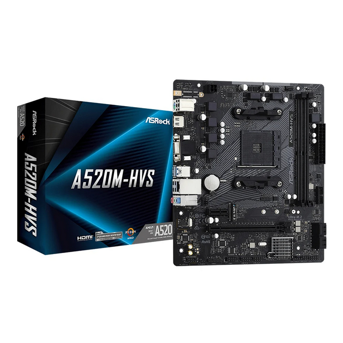 MAINBOARD เมนบอร์ด ASROCK A520M-HVS  AM4 MICRO-ATX [ของใหม่]