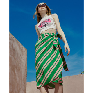 SUE - Lady Stripe Wrap Skirt กระโปรงฟรีไซส์