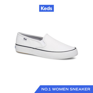 KEDS รองเท้าผ้าใบหนัง แบบสวม รุ่น LOGAN SLIP ON LEATHER สีขาว ( WH64312 )