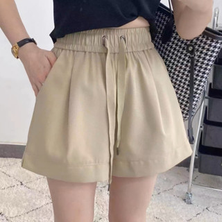 กางเกงขาสั้นเอวสูง FINE DRAWSTRING COTTON SHORTS