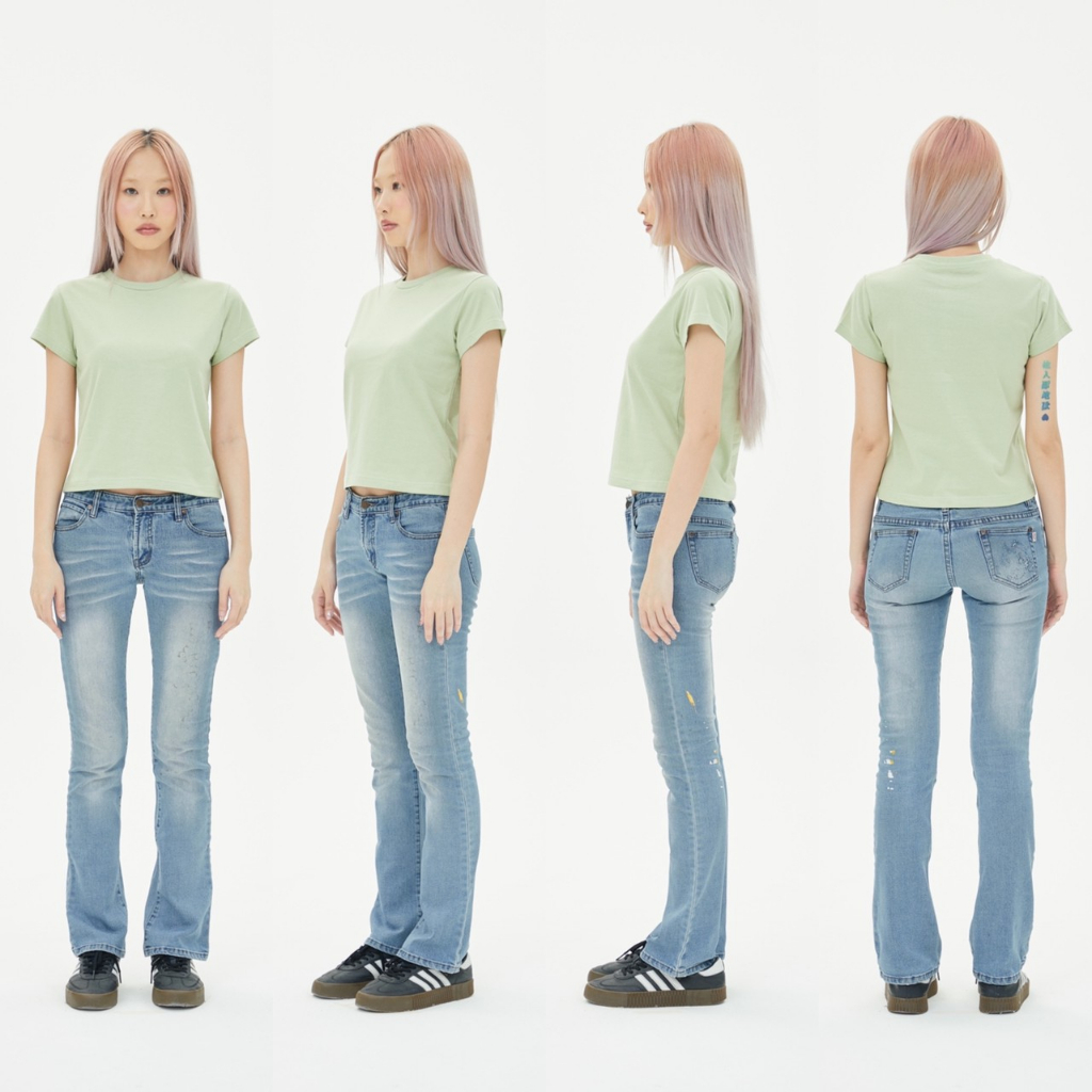 BT19 Mole green : Baby Tee cotton100%