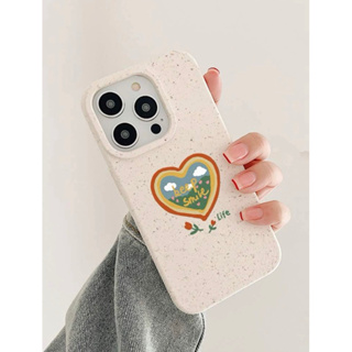 เคสไอโฟนขาวครีมเปลือกไข่หัวใจสายรุ้ง i7-14promax (Case iphone) เคสมือถือ เคสมินิมอล เคสเรนโบว์ เคสน่ารัก เคสเกาหลี