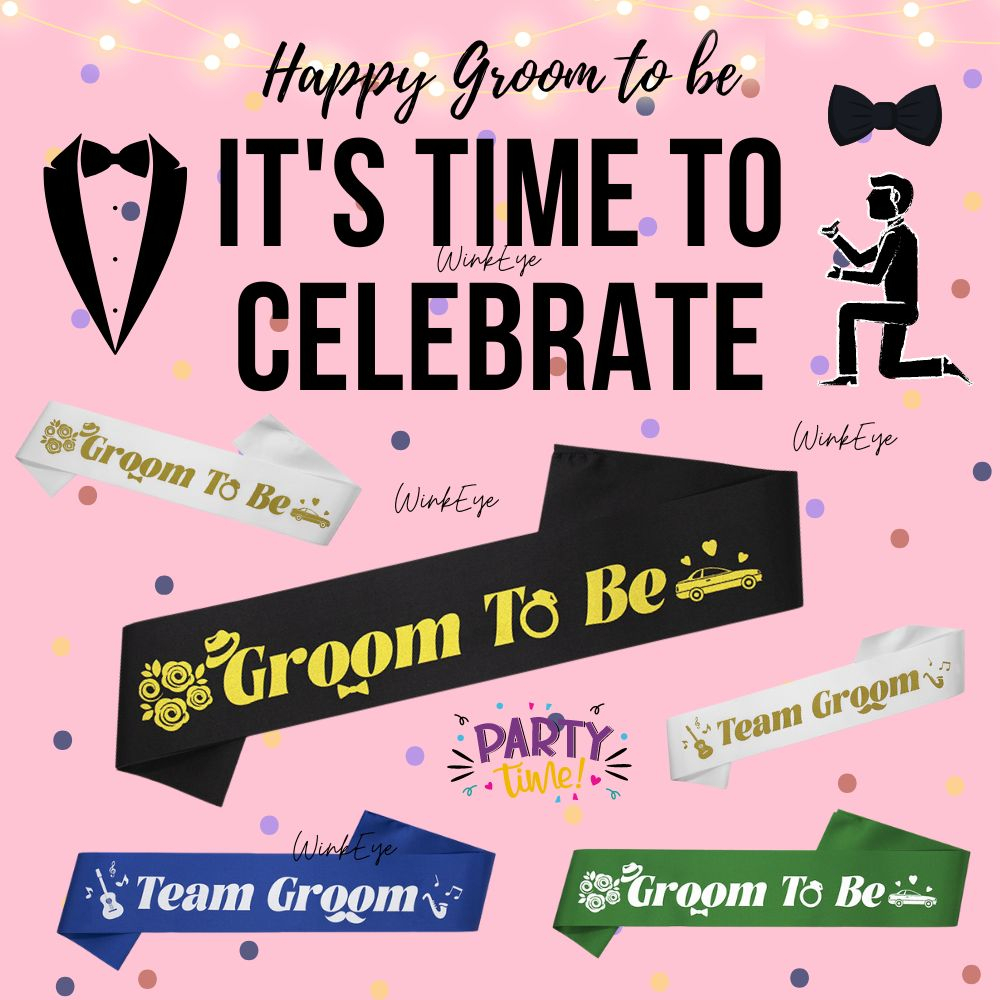 พร้อมส่ง SASH Groom Night Party สายสะพาย Groom TO BE /TEAM Groom AFTER PARTY ปาร์ตี้สละโสด เจ้าบ่าว 